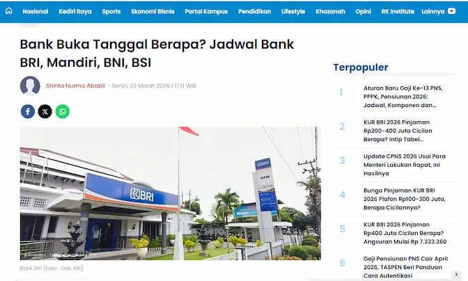 Contoh artikel berita kegiatan institusi di portal digital radarkediri.jawapos.com